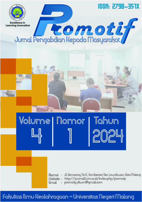 					View Vol. 4 No. 1 (2024): PROMOTIF: Jurnal Pengabdian Kepada Masyarakat
				